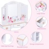 Princess Vanity Set for Kids - White Makeup Table with Mirror, Stool, and Wooden Play Makeup Accessories - 3 of 4