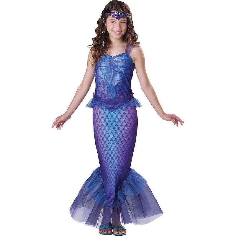Halloween Express Girl's Mysterious Mermaid Costume - Size 9-10 - Blue, 1 of 2