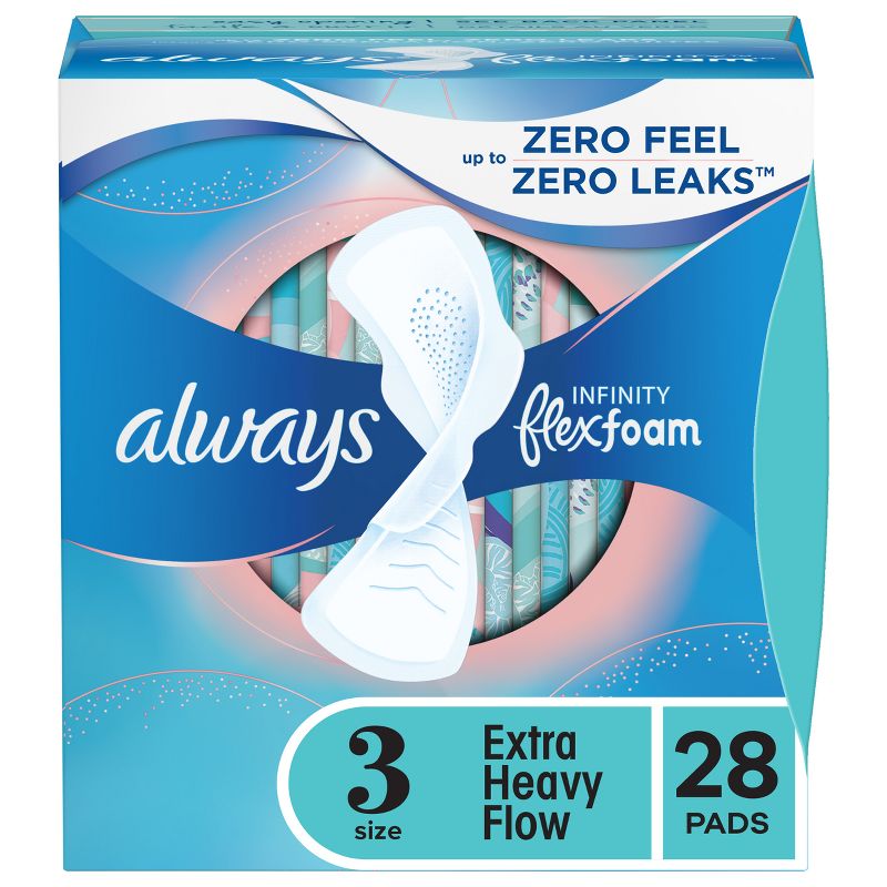 Always Infinity FlexFoam Pads for Women - Extra Heavy Absorbency - Unscented - Size 3 - 28ct, 1 of 9