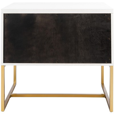 Estelle 36" White Contemporary 2-Drawer Nightstand with Brass Accents