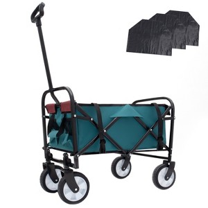 CAVINAS Collapsible Foldable Wagon Cart with 3pcs Plastic Liner Bag, Lightweight Beach Cart for Camping, Shopping, Sports - 1 of 4