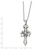 Black Bow Jewelry Men's Steel Fleur de lis Dagger Beaded Chain Necklace - 24 Inch - 2 of 4