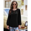 Womens Tops V Neck Long Lantern Sleeve Shirts Tunic Top Casual Loose Blouse - 2 of 4