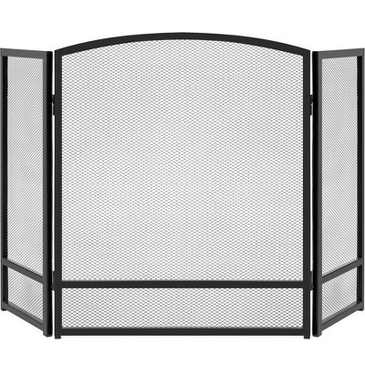 Best Choice Products 47.5x27.25in 3-Panel Steel Mesh Fireplace Screen, Spark Guard w/ Rustic Worn Finish - Black