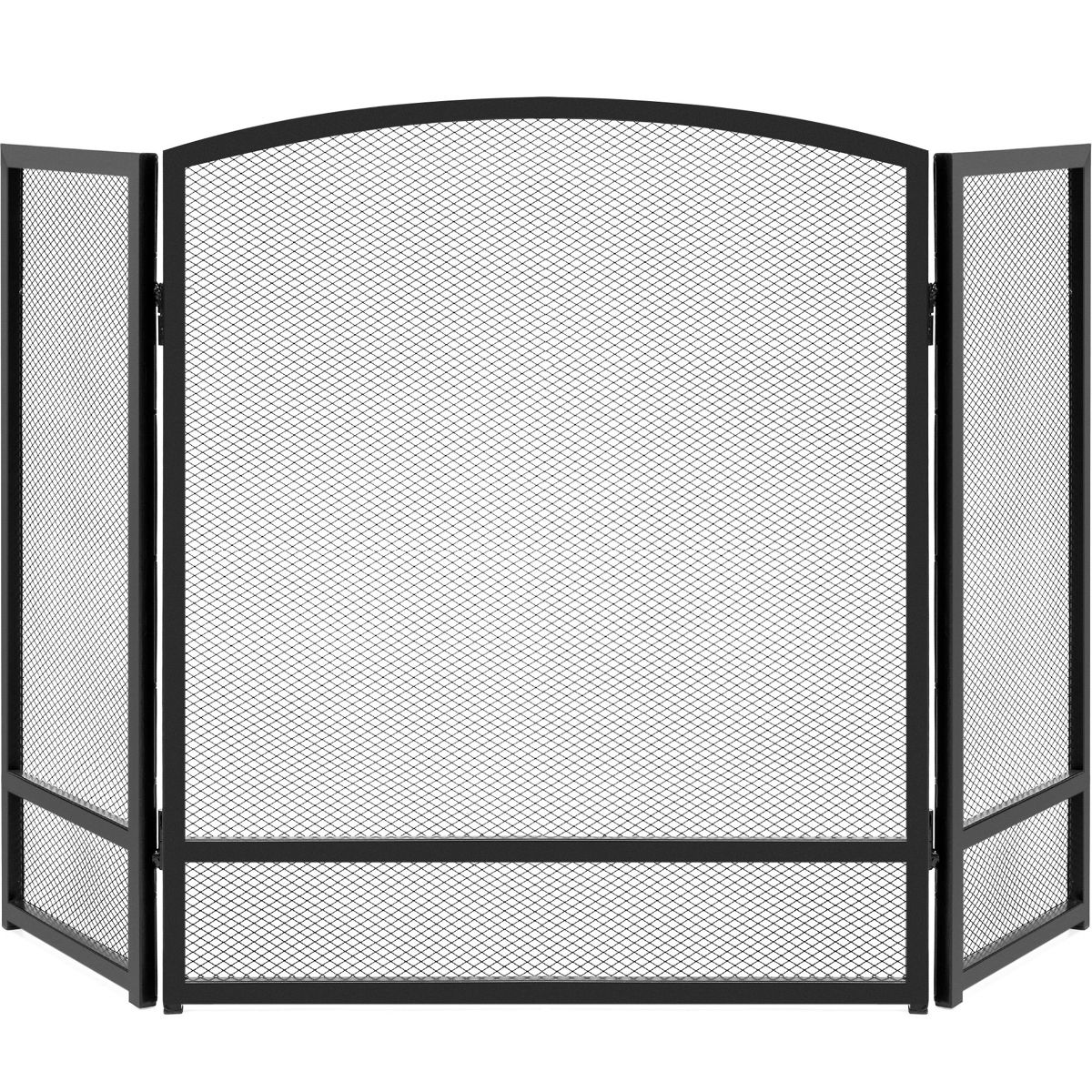 Best Choice Products 47.5x27.25in 3-Panel Steel Mesh Fireplace Screen, Spark Guard w/ Rustic Worn Finish - Black - thumbnail 8