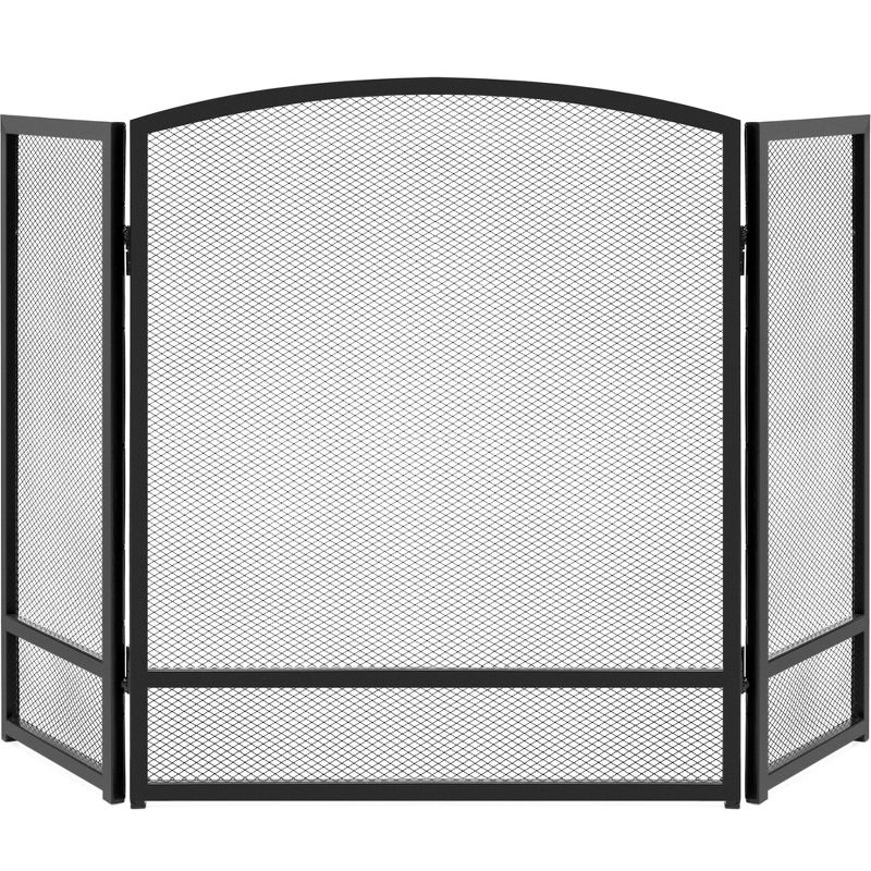 Best Choice Products 54.25x30.25in 3-Panel Steel Mesh Fireplace Screen, Spark Guard w/ Rustic Worn Finish, 1 of 10
