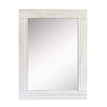 Rectangle Worn Wood Decorative Wall Mirror White - Stonebriar Collection