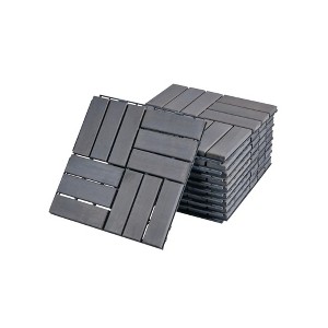 Racxily Interlocking Deck Tiles Checker Pattern, 12" x 12" Light Gray Square Acacia Hardwood Outdoor Flooring for Patio, Bancony£¬ Gray - 1 of 4