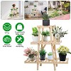 iMountek"3-Tier Wooden Plant Stand, Triangle Ladder Design, 82lbs Max Load for Indoor & Outdoor Display"Wooden - 3 of 4
