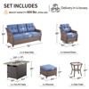 Buenhomino Patio Furniture Set 7 Piece Brown Wicker Outdoor Furniture Patio Sectional Sofa Couch PE Rattan Conversation Sets with Fire Pit Table - 4 of 4