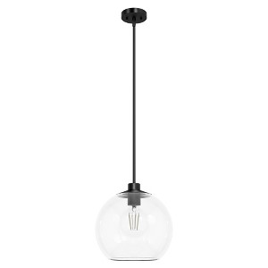 Hunter Fan Xidane with Clear Glass 1-Light Globe Pendant Ceiling Light Fixture Matte Black - 1 of 4