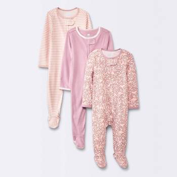 Baby Girls' 3pk Floral Cotton Sleep N' Play - Cloud Island™ Pink