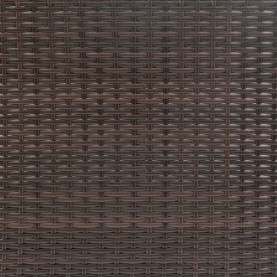 Brown Wicker Rattan Bar Counter Table with 2 Shelves, 41.25" Wide