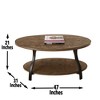 Vynxaria Modern Style Oval Cocktail Table - Brown, Oak Veneers & Shaped Metal Tube, Planked Tops, Low-Sheen Burnish & Powder-Coat Legs - 3 of 4