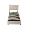 Whisen Twin Size Platform Bed with Vertical Stripe Headboard, Modern Elegance, Spacious Under-Bed Storage, Sturdy Build - Beige - 3 of 4
