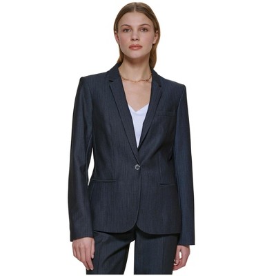 Calvin Klein Womens Peak One Button Blazer Jacket