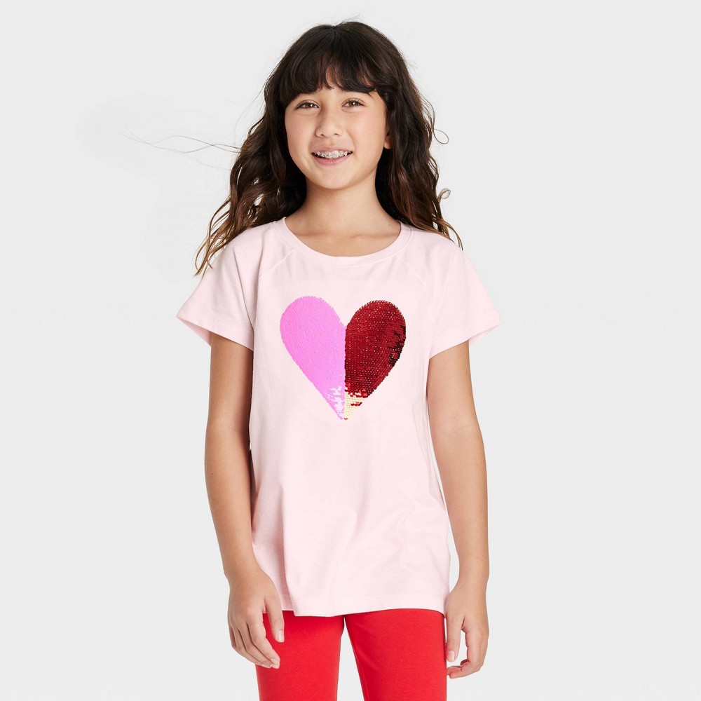 Girls' Flip Sequin Short Sleeve T-Shirt - Cat & Jack Pink M