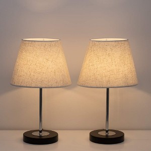 Oumilen Silver Table Lamps with Marble Base and Linen Fabric Shade, Set of 2 - 1 of 1