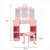 Kids Vanity Set with Tri-Folding Mirror, 2-in-1 Wooden Makeup Table and Stool for Toddlers, Princess Pretend Play Dresser with Drawer for Girls - 2 of 4