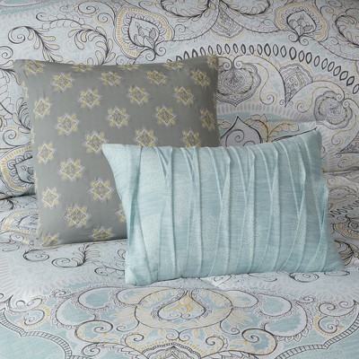 Lucinda Blue California King Reversible Cotton Sateen Comforter Set