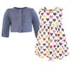 Hudson Baby Infant and Toddler Girls Cotton Dress and Cardigan Set, Indigo Hearts - 3 of 4