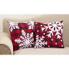 Buffalo Plaid Snowflake Square Throw Pillow Red - Saro Lifestyle: Cotton Fabric, Duck Feather Down Filled, Zippered - 3 of 3