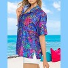 LA LEELA Button Down Shirt for Women Floral Summer Beach Party Blouses Shirt Tropical Blouse Short Sleeve Shirts Hawaiian for Women - 4 of 4