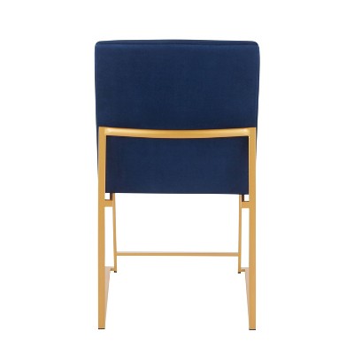 Fuji Luxe Blue Velvet Gold Metal High Back Side Chair