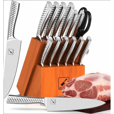 imarku Knife Set,14-Piece Knife Sets for kitchen,Premium One-Piece Kitchen Knife Set with Sharpener,High Carbon Stainless Steel Knives Set,Silver