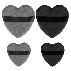 Unique Bargains Soft Heart Shape Puff Loose Powder Blender Beauty Makeup Tool Short Plush 4 Pcs - 1 of 4