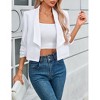Coolmee Women's 3/4 Sleeve Cropped Blazer Lightweight Open Front Suit Jacket for Business Casual - 3 of 4
