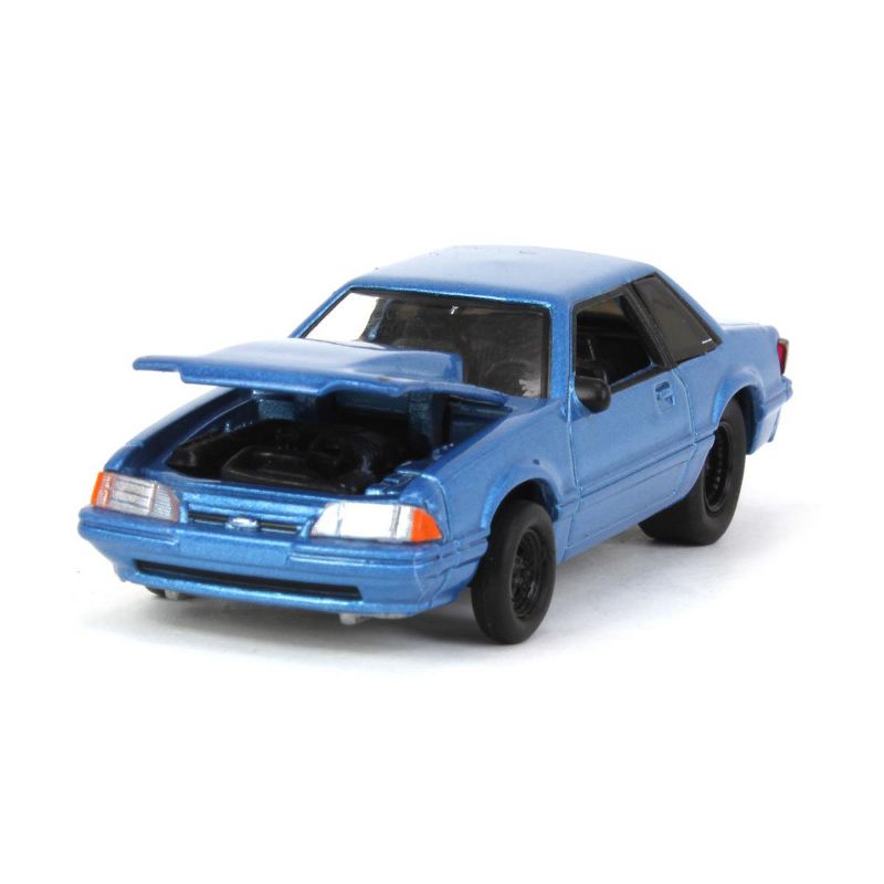 Greenlight 1/64 1993 Ford Mustang Blue Drag Car, LP Diecast Exclusive 51522-B, 5 of 7