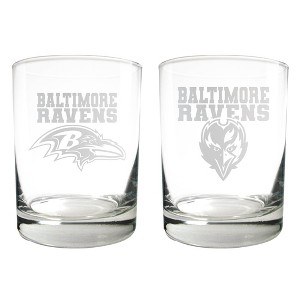NFL Baltimore Ravens Rocks Glass Set - 2pc: Double Old-Fashioned Glasses, 14oz Capacity - 1 of 1