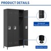 VYNXARIA 3-Door 72"H Metal Lockers with Lock for Employees, Storage Cabinet for Home, Gym, Office, School, Garage - Black - 4 of 4