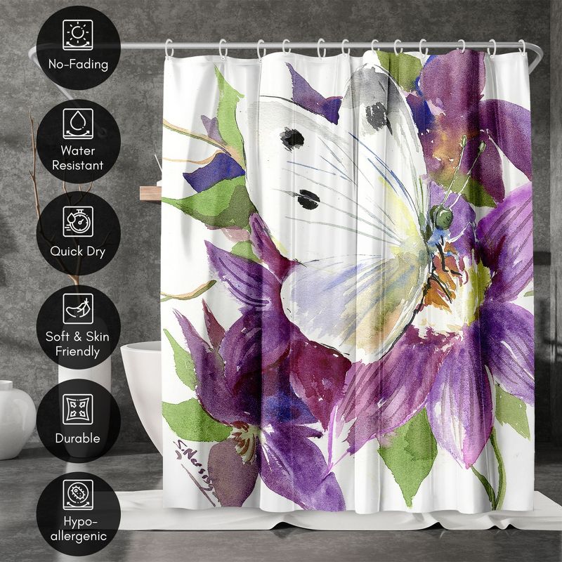 Americanflat 71" x 74" Shower Curtain, Butterfly by Suren Nersisyan, 5 of 9
