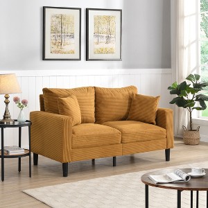 Lyngins 57 Inch Corduroy Sofa,Upholstered Loveseat Couch,Sofa Bed for Living Room,Bedroom - 1 of 4