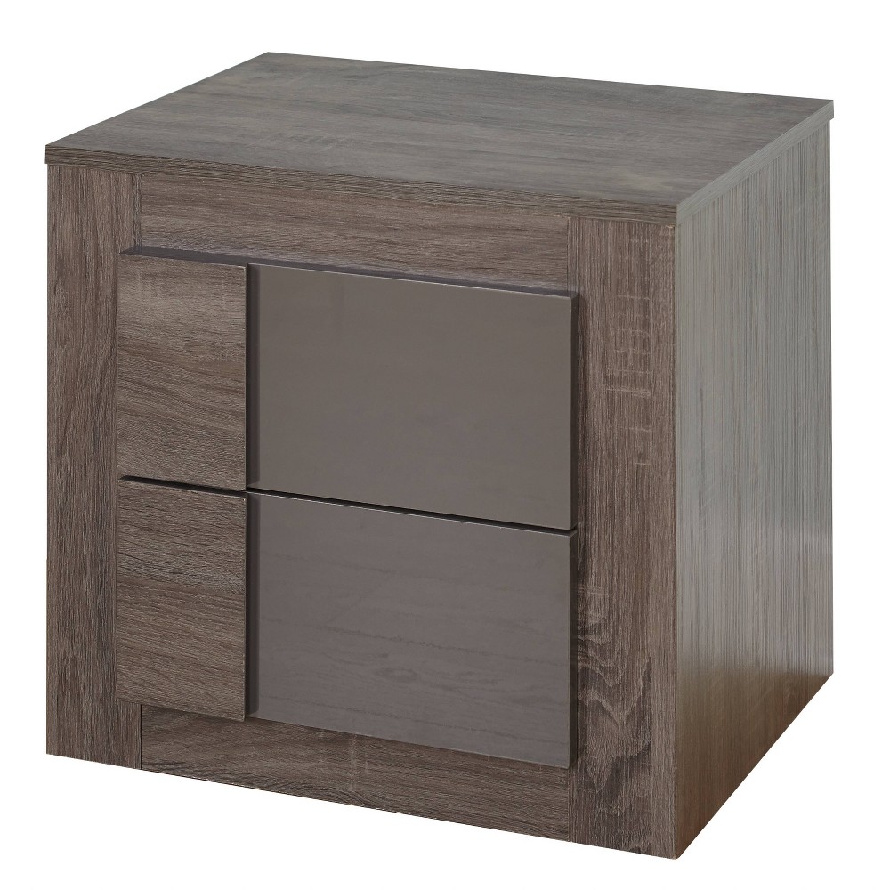 Photos - Storage Сabinet Buylateral Maya Night Stand Dark Sonoma Oak/Gray: Contemporary 2-Drawer, Laminated Surface, 18.7" Height