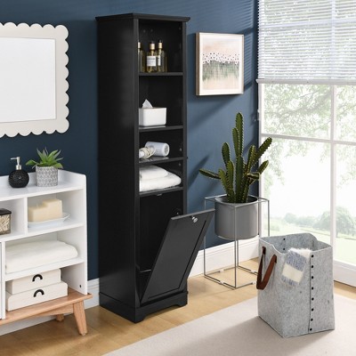 63" Tall Bathroom Storage Cabinet with Removable Laundry Basket, Adjustable Shelves Storage Unit for Home, Kitchen, Laundry Room, Bathroom Organizer