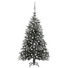 vidaXL Artificial Christmas Tree - Green/White Snow Flocked 7.88ft - PVC & PE - 300 LED Lights/Balls Included - 2 of 4