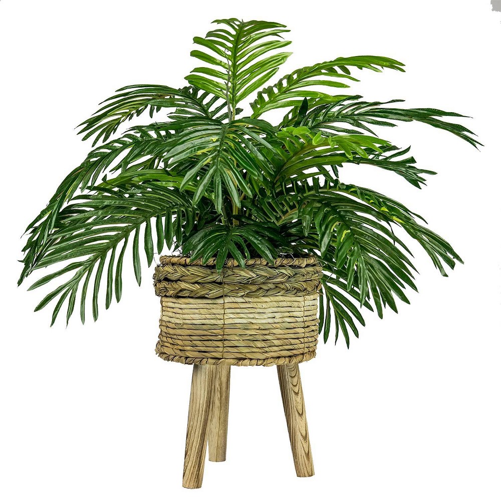 Photos - Garden & Outdoor Decoration 32" x 24" Artificial Palm Plant in Basket Stand - LCG Florals
