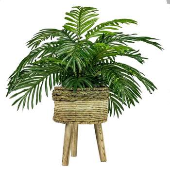 32" x 24" Artificial Palm Plant in Basket Stand - LCG Florals