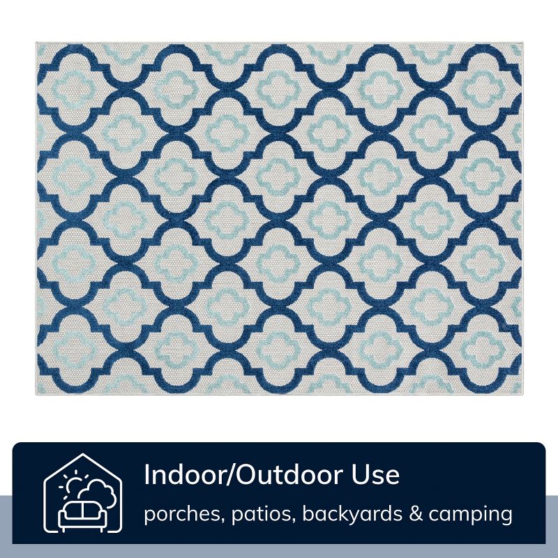 Well Woven Illuminate Moroccan Lattice Indoor OutdoorHigh-Low Pile Blue Area Rug, 5 of 10