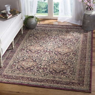 Navy and Red Persian Style Wool Area Rug, 5'1" x 7'6"
