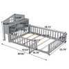 Lyngins Full Size Kids' Platform Bed Frame with Fence & Open/Close Small Door, Montessori Floor Bed Frame with Support Slats, Wooden Toddler Bed - 4 of 4