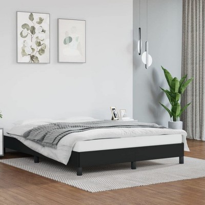 vidaXL Full Size Bed Frame in Black Faux Leather - Lightweight, Easy to Assemble