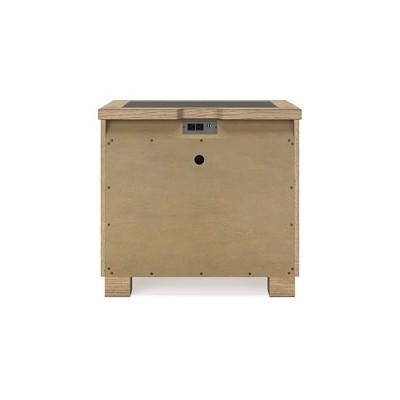 Light Brown 2-Drawer Nightstand with USB Ports