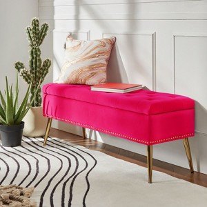Hippolytus Storage Bench with Nailhead Trim and Button-tufted for Bedroom| ART OF LIVING DESIGNS - 1 of 4