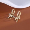Solid 925 Sterling Silver Bow Drop Hoop Earrings for Women Teens Bowknot Hoop Earrings Huggie Ribbon Earrings - 3 of 4