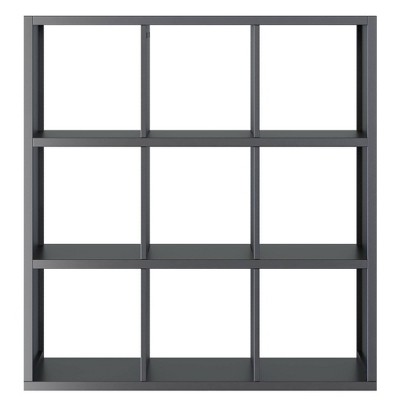 Transitional Black Composite Wood 9-Cube Organizer