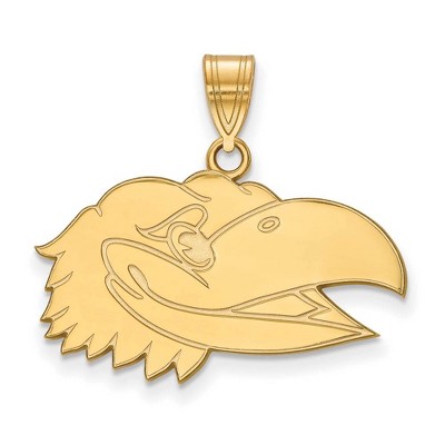 Black Bow Jewelry 10k Yellow Gold Kansas Jayhawks NCAA Medium Pendant